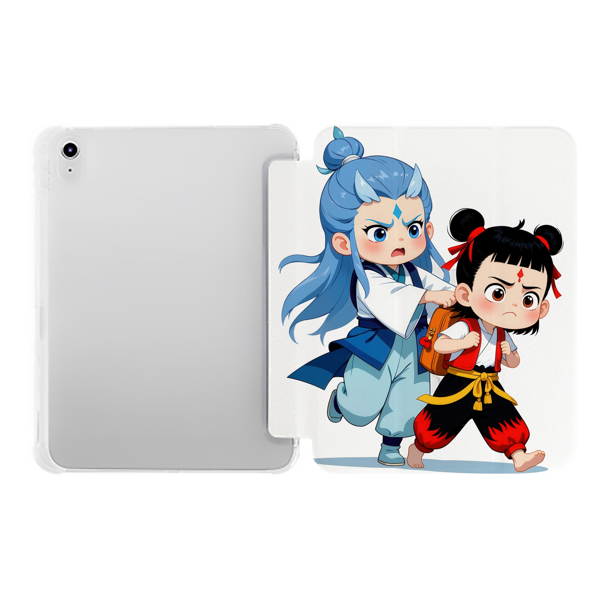 （画像用） Ne Zha 2 ナタ 魔童の大暴れ IPad ケース ペン収納付き 三つ折りスタンド PUレザー×シリコン 対応機種9.5/10.5/10.9インチ